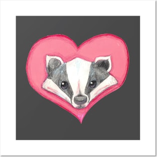 Badger Animal Wild Creature Beast Mammal Forest Creature Heart Love Cute Funny Posters and Art